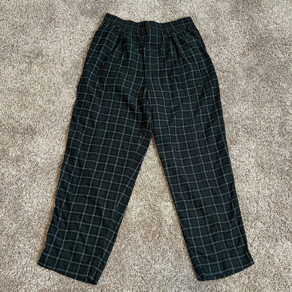 Madewell Dark Green Blue Plaid Corduroy Pull-On Tapered Pants Carpenter Loop S - Picture 2 of 15